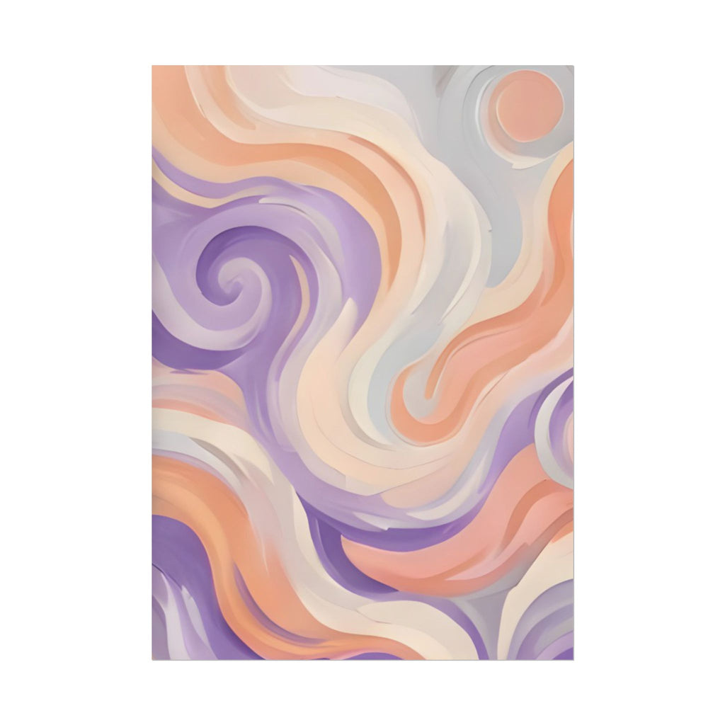 Abstract Swirl Poster - Peach & Lavender Fluid Art Rolled Wall Print