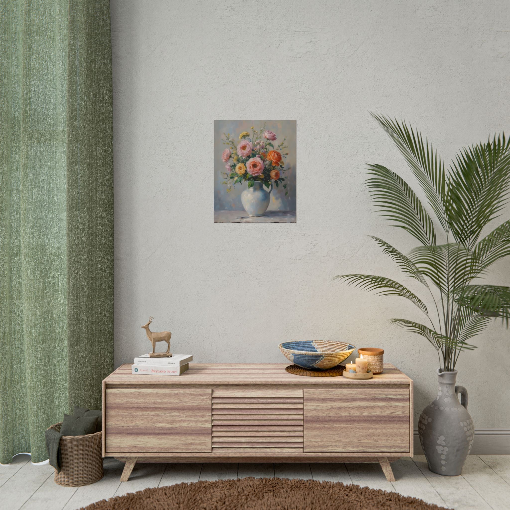Colourful Roses in Jug Wall Art - Poster