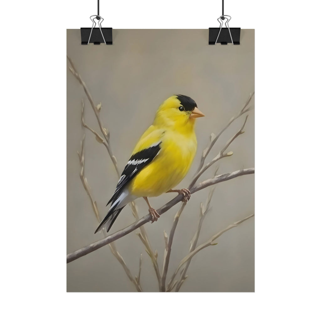 Goldfinch Art Poster - Yellow Songbird Print for Nature Lovers