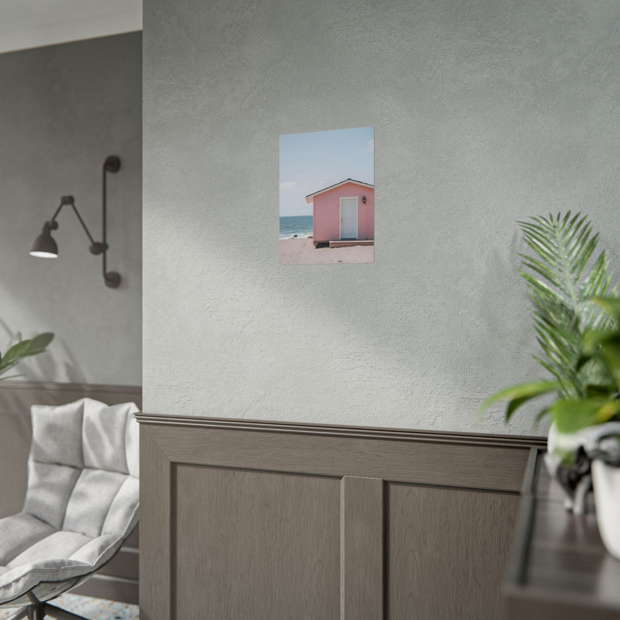 Pink Beach Cottage  Wall Art - Poster