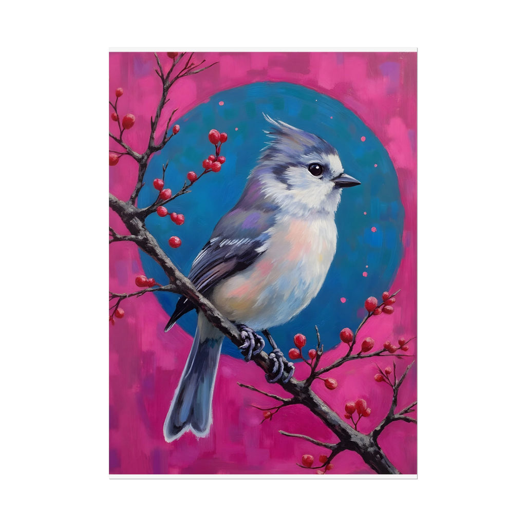 Blue jay on a holly branch Wall Art - Poster