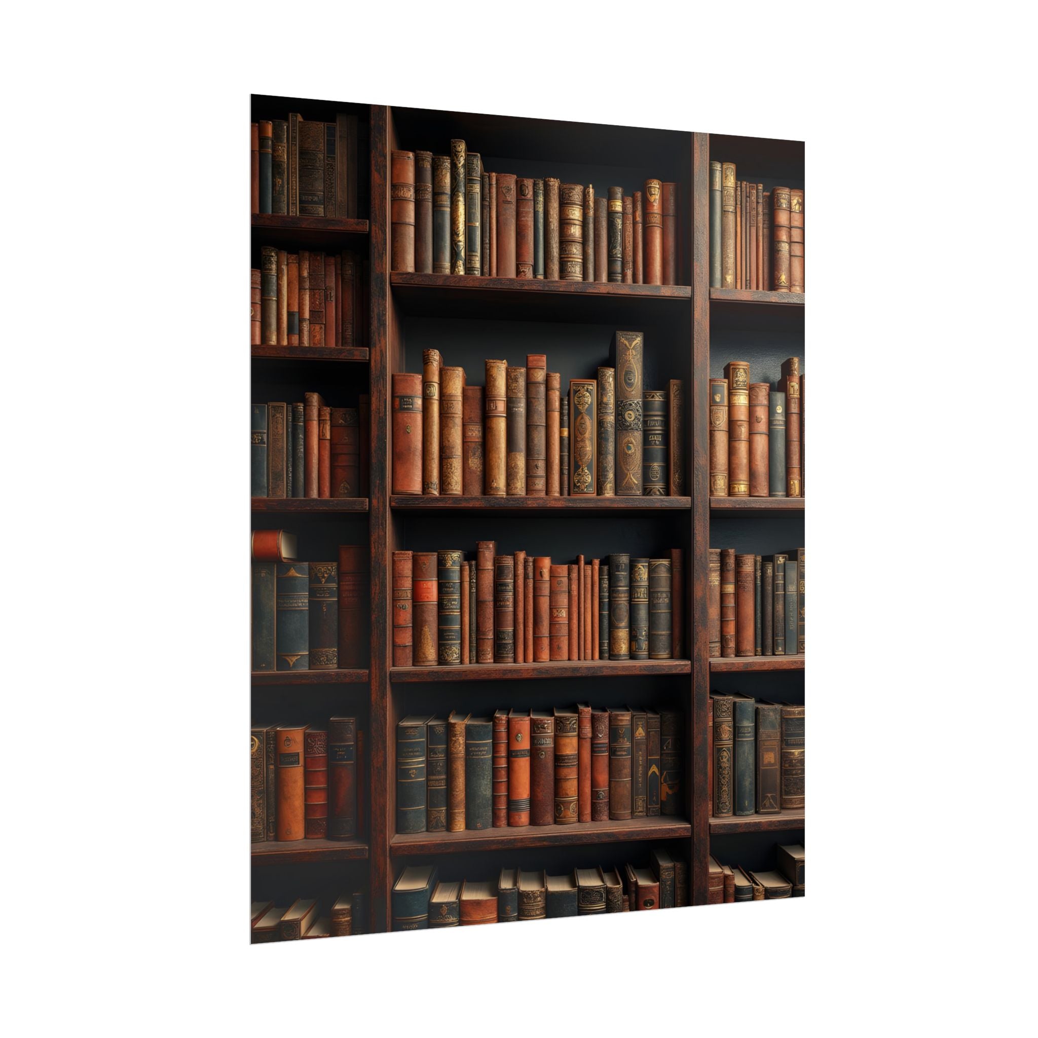 Vintage Library Bookshelf Rolled Poster - Antique Bookshop Wall Art