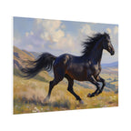 Running Black Stallion Wall Art - Horse Painting - Poster