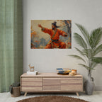 Martial Artist Art Poster - Warrior in Orange Traditional Kung Fu Wall Art