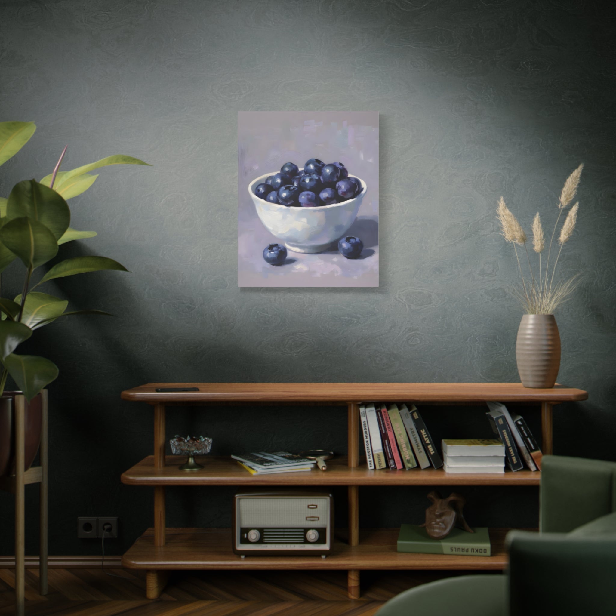 Blueberry Bowl Canvas Print — Still Life Wall Art