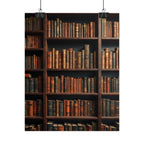 Vintage Library Bookshelf Rolled Poster - Antique Bookshop Wall Art