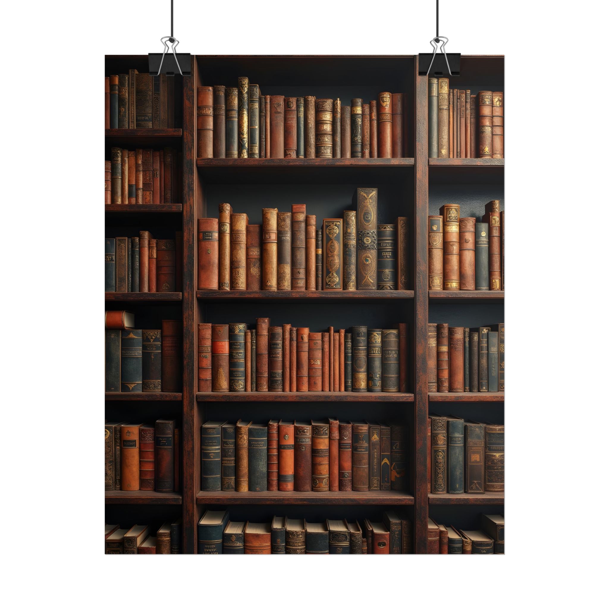 Vintage Library Bookshelf Rolled Poster - Antique Bookshop Wall Art