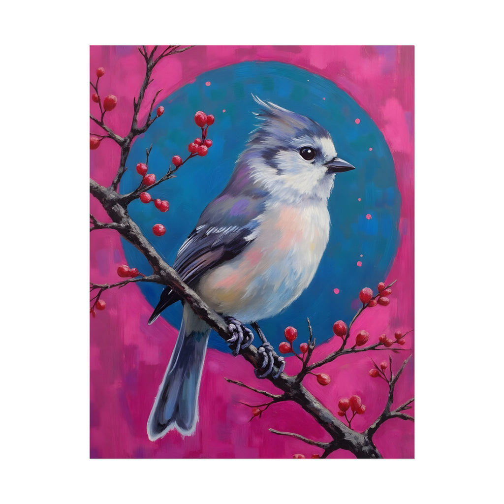 Blue jay on a holly branch Wall Art - Poster