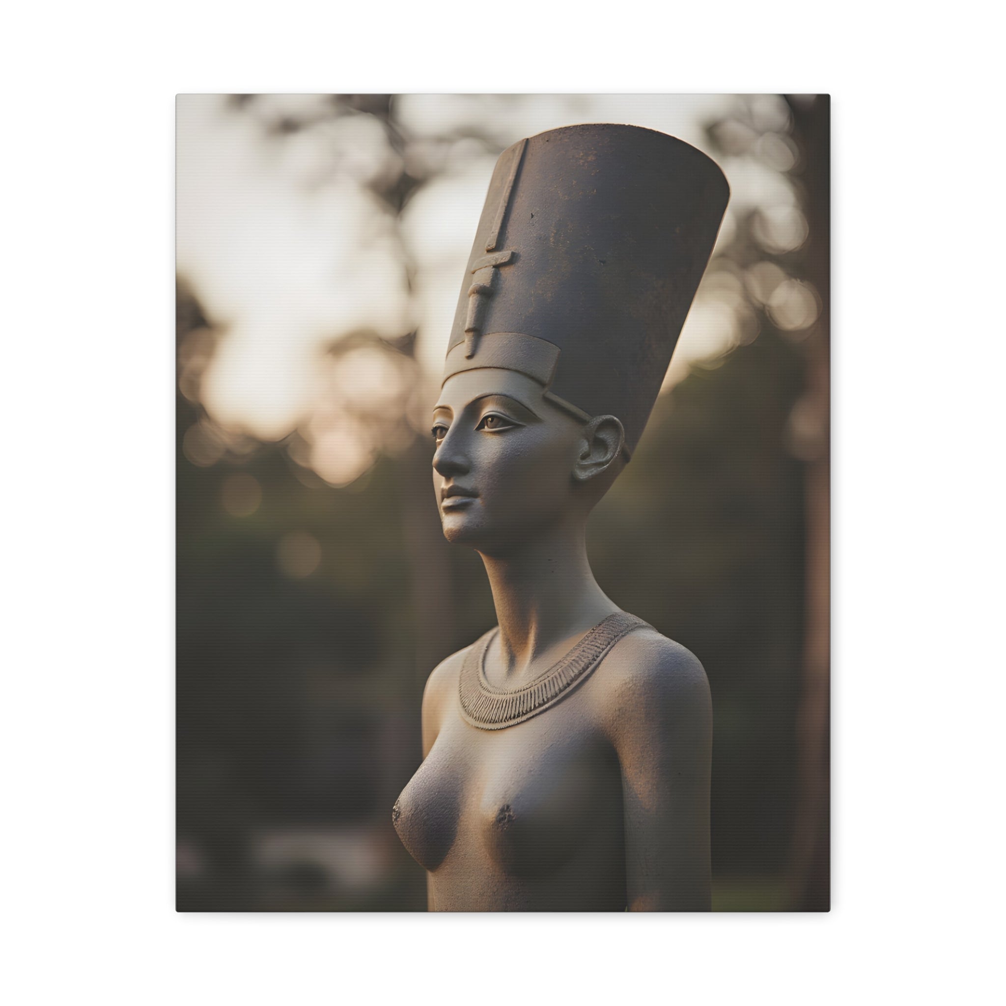 Nefertiti Bronze Statue Wall Art - Egyptian Sculpture Photography - Queen of Egypt - Stretched Canvas