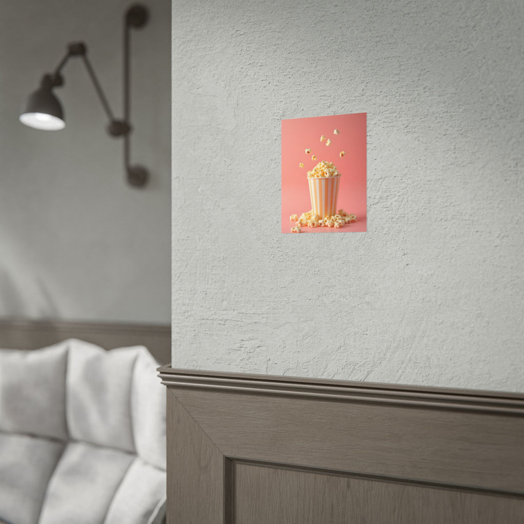 Popcorn with a pink background - Poster