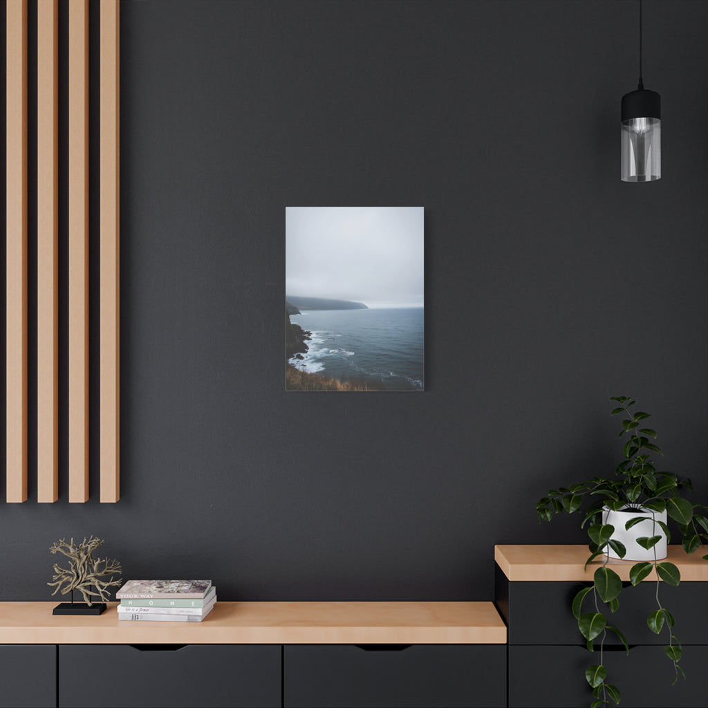 Foggy Coastal Cliff Wall Art  - Stretched Canvas