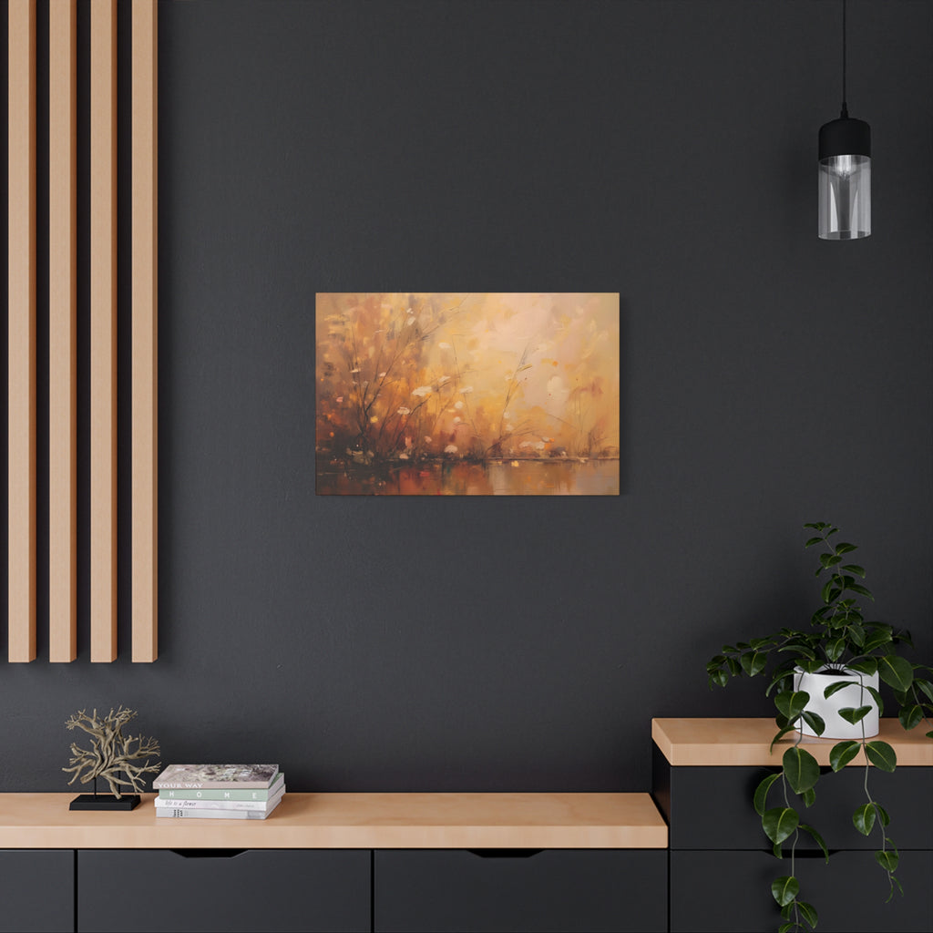 Golden Meadow Abstract Wall Art - Stretched Canvas
