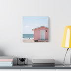 Pink Beach Cottage  Wall Art - Stretched Canvas