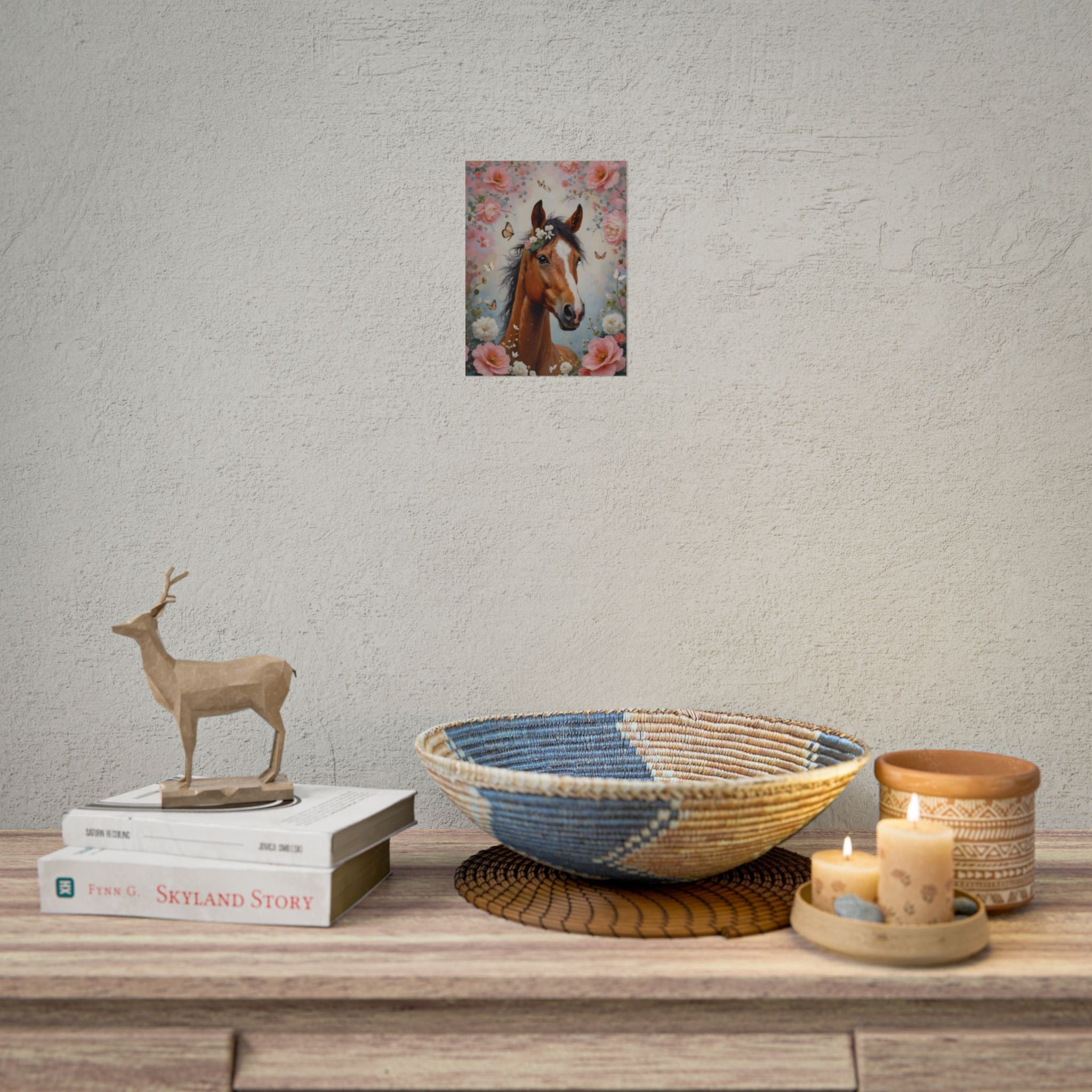 Horse Floral Poster - Vintage Foal Portrait Rolled Art Print