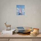 Sailing boat on calm water with pink accents - Poster