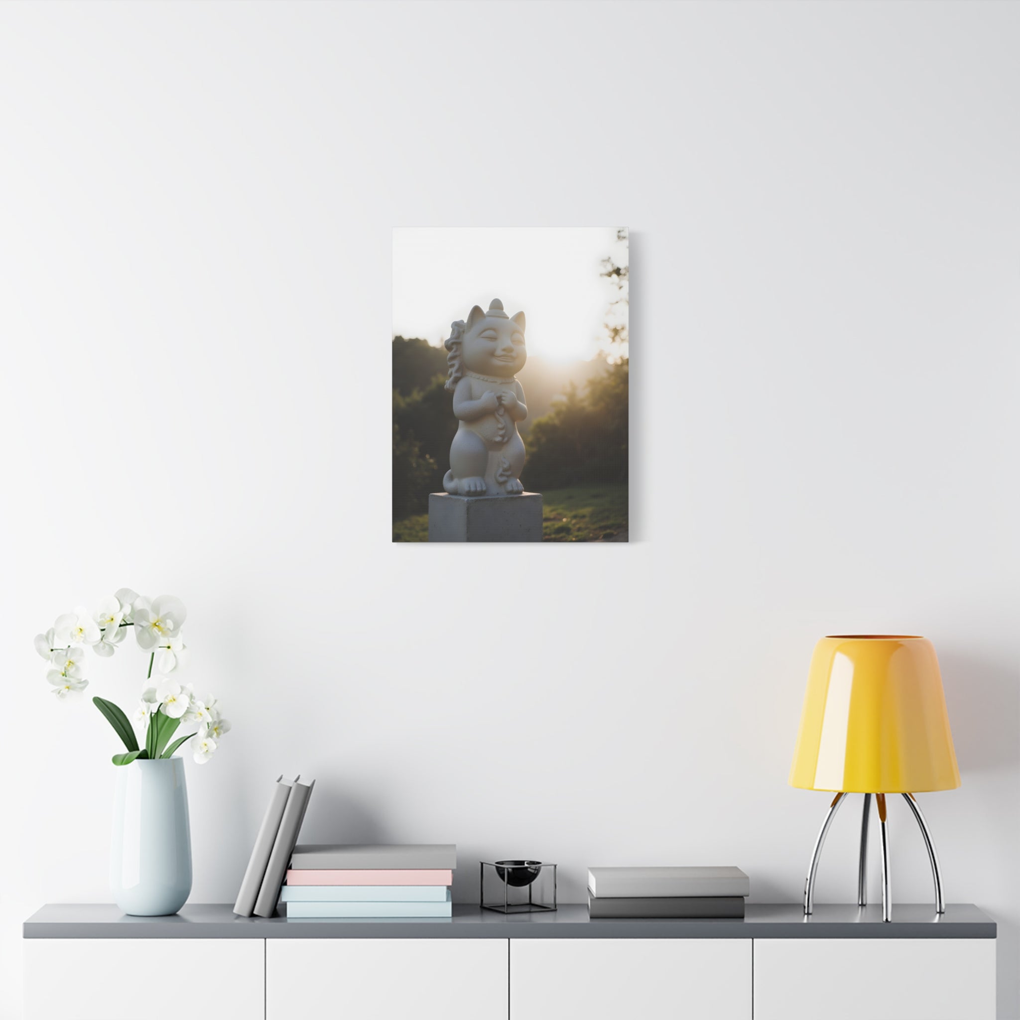 Sunlit Lucky Cat Wall Art - Stretched Canvas