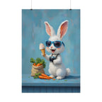 Blue Bunny Poster - Cute Sunglasses Rabbit Rolled Art Print
