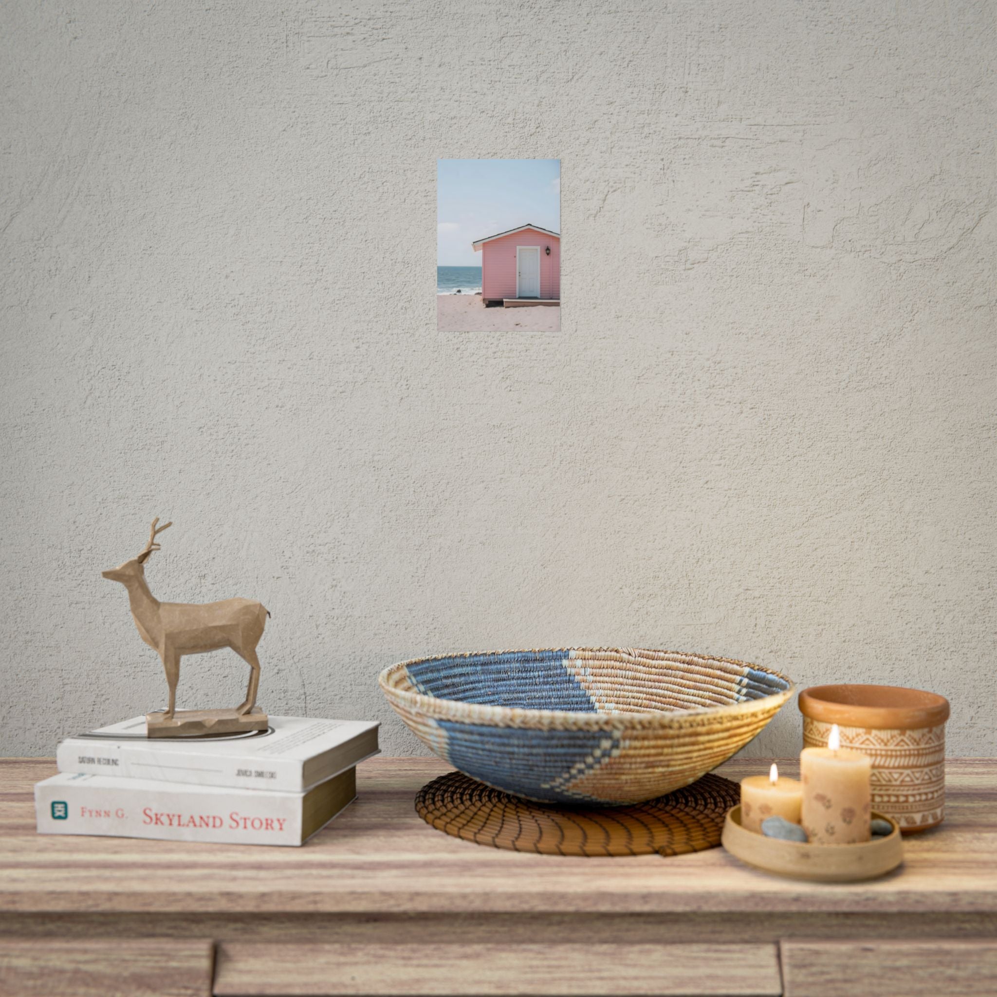 Pink Beach Cottage  Wall Art - Poster