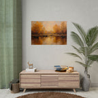 Autumn at the lake with rowboats - Poster