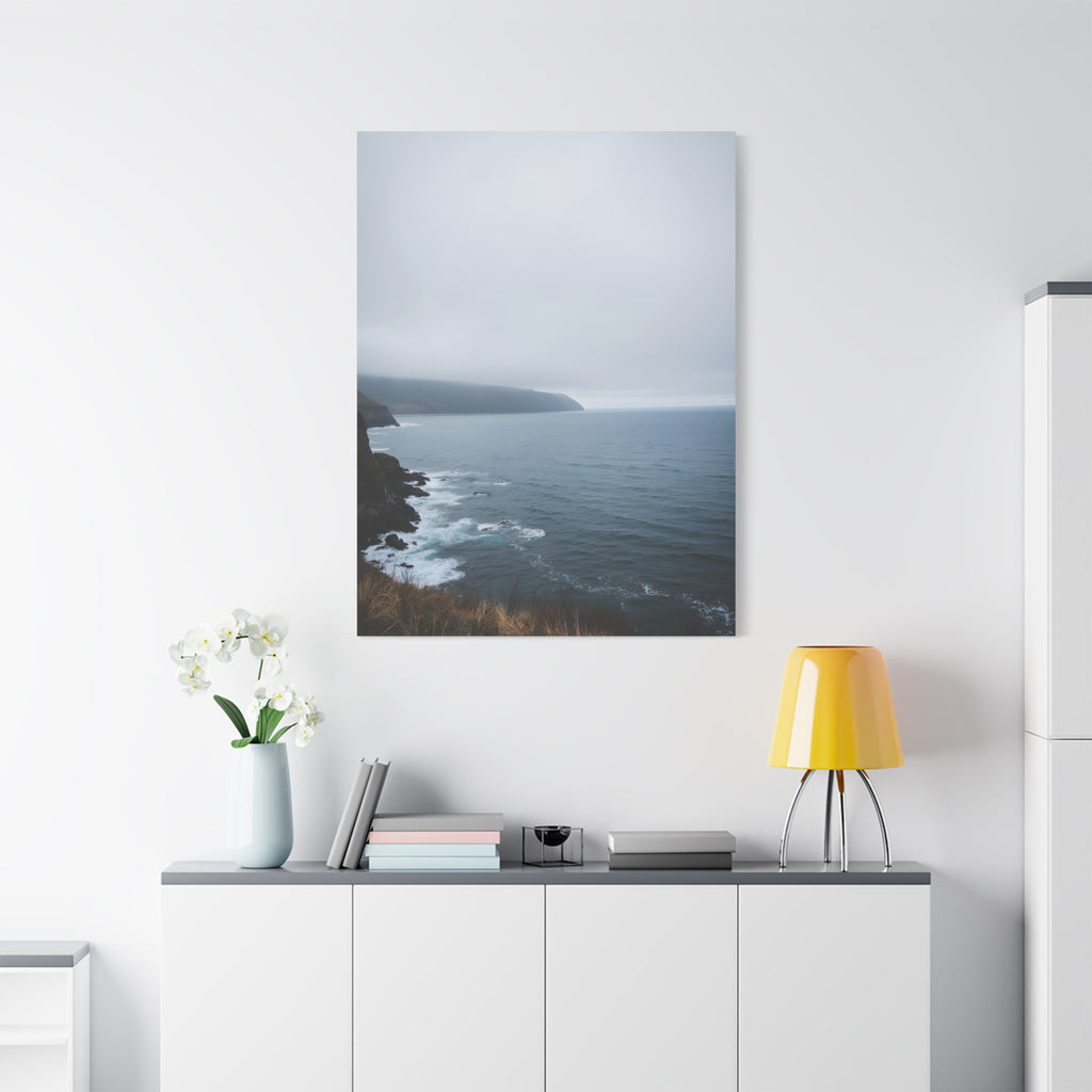 Foggy Coastal Cliff Wall Art  - Stretched Canvas