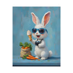 Blue Bunny Poster - Cute Sunglasses Rabbit Rolled Art Print