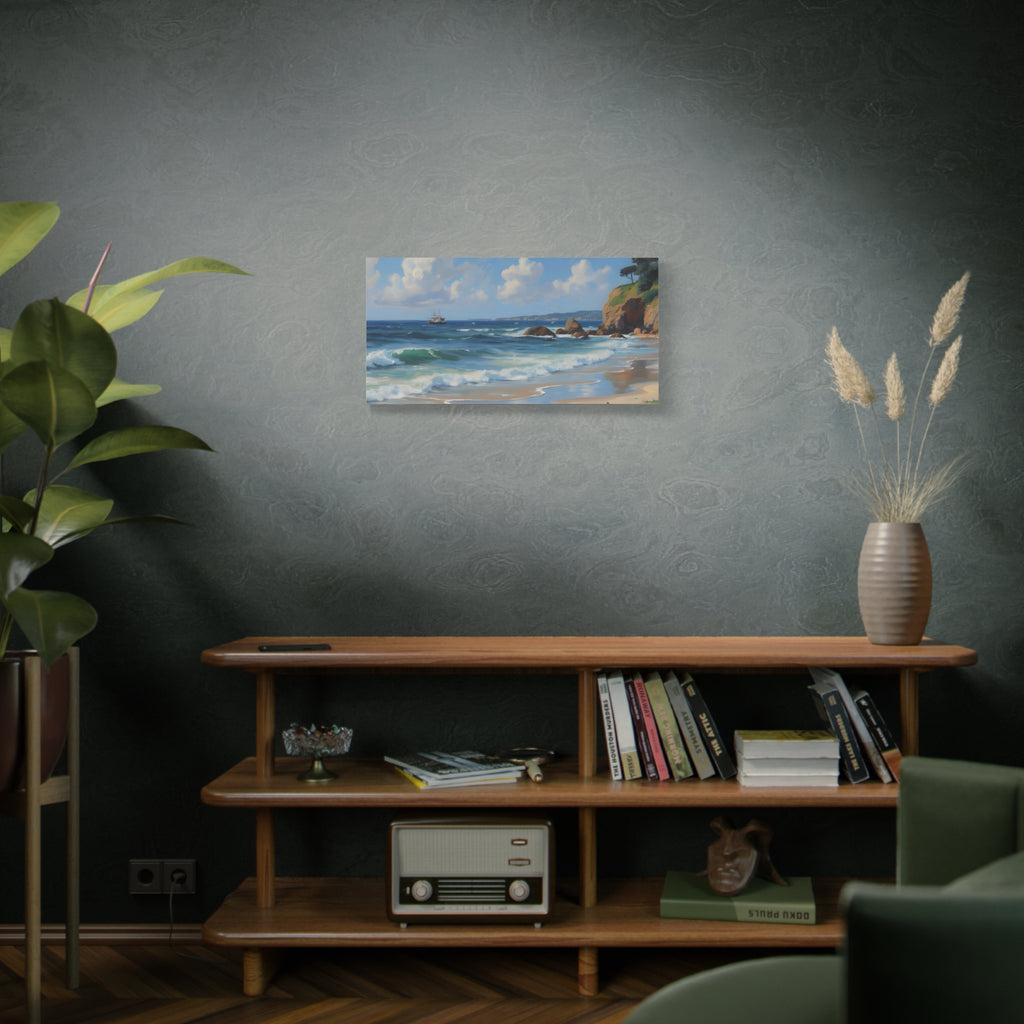 Seaside Beach Canvas Print — Coastal Landscape Matte Stretched Wall Art