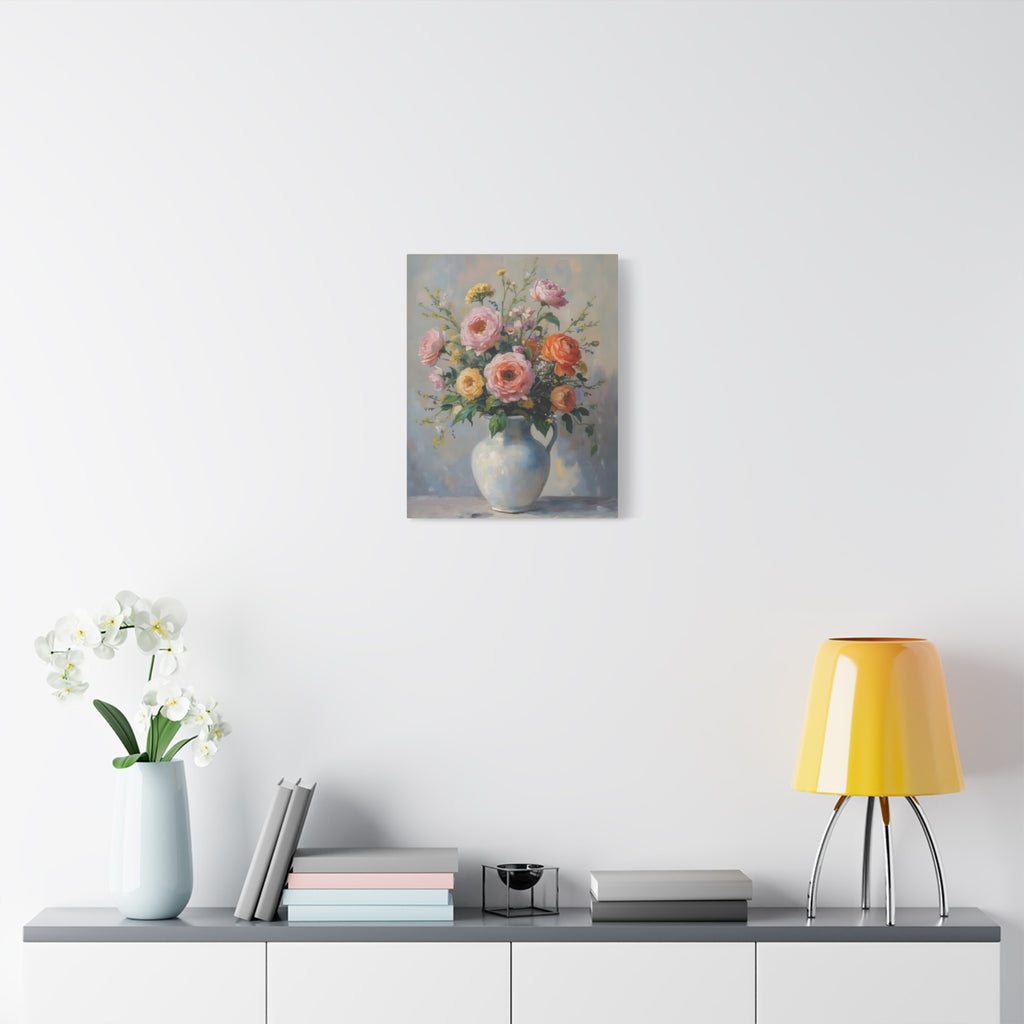 Colourful Roses in Jug Wall Art - Stretched Canvas