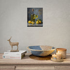 Limoncello with lemons Still Life Rolled Poster – Citrus Bottle Art Print