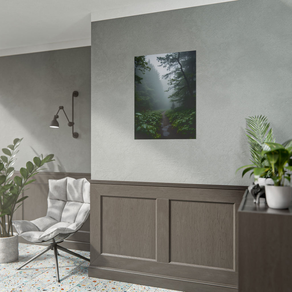 Misty Forest Path  Stretched Wall Art - Poster