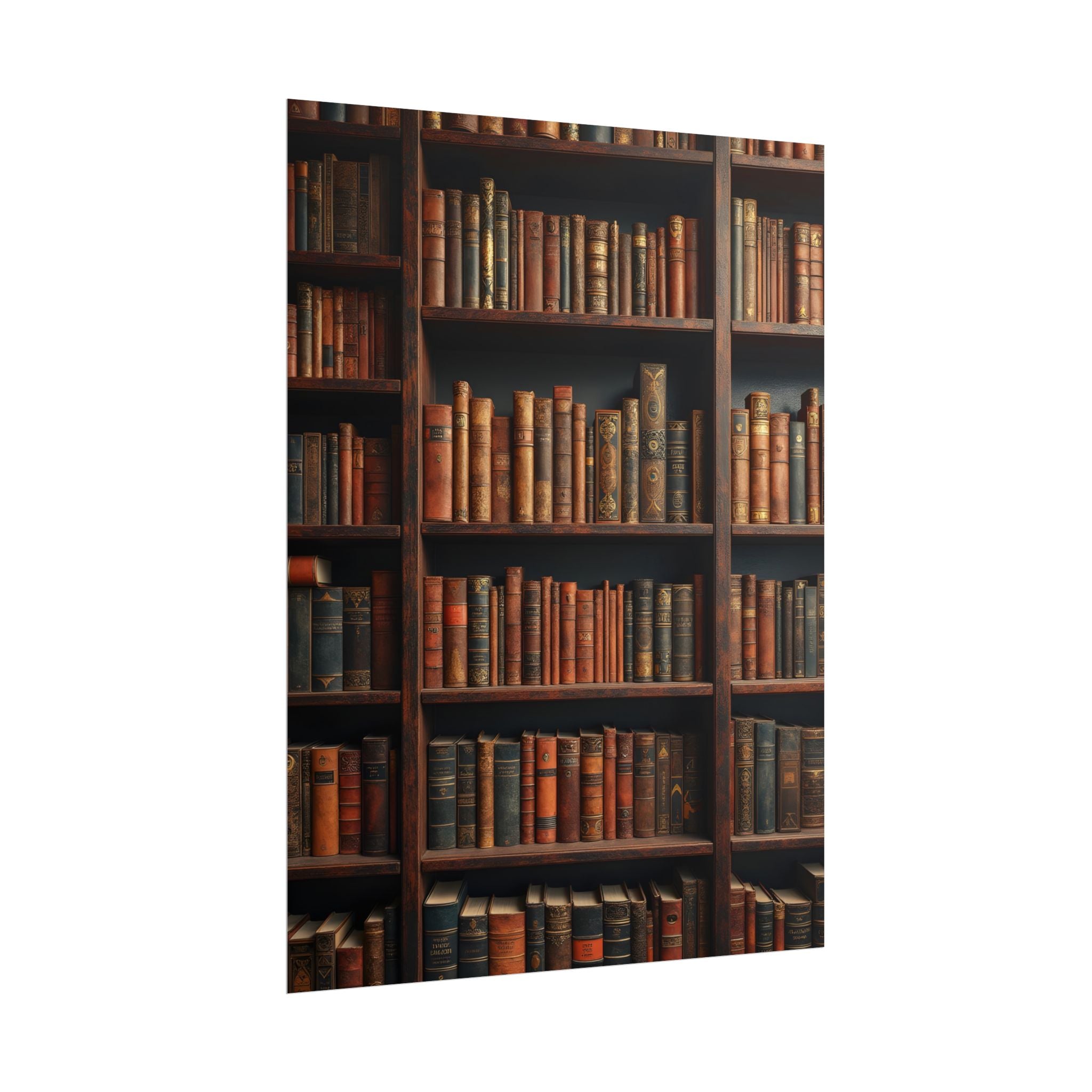 Vintage Library Bookshelf Rolled Poster - Antique Bookshop Wall Art