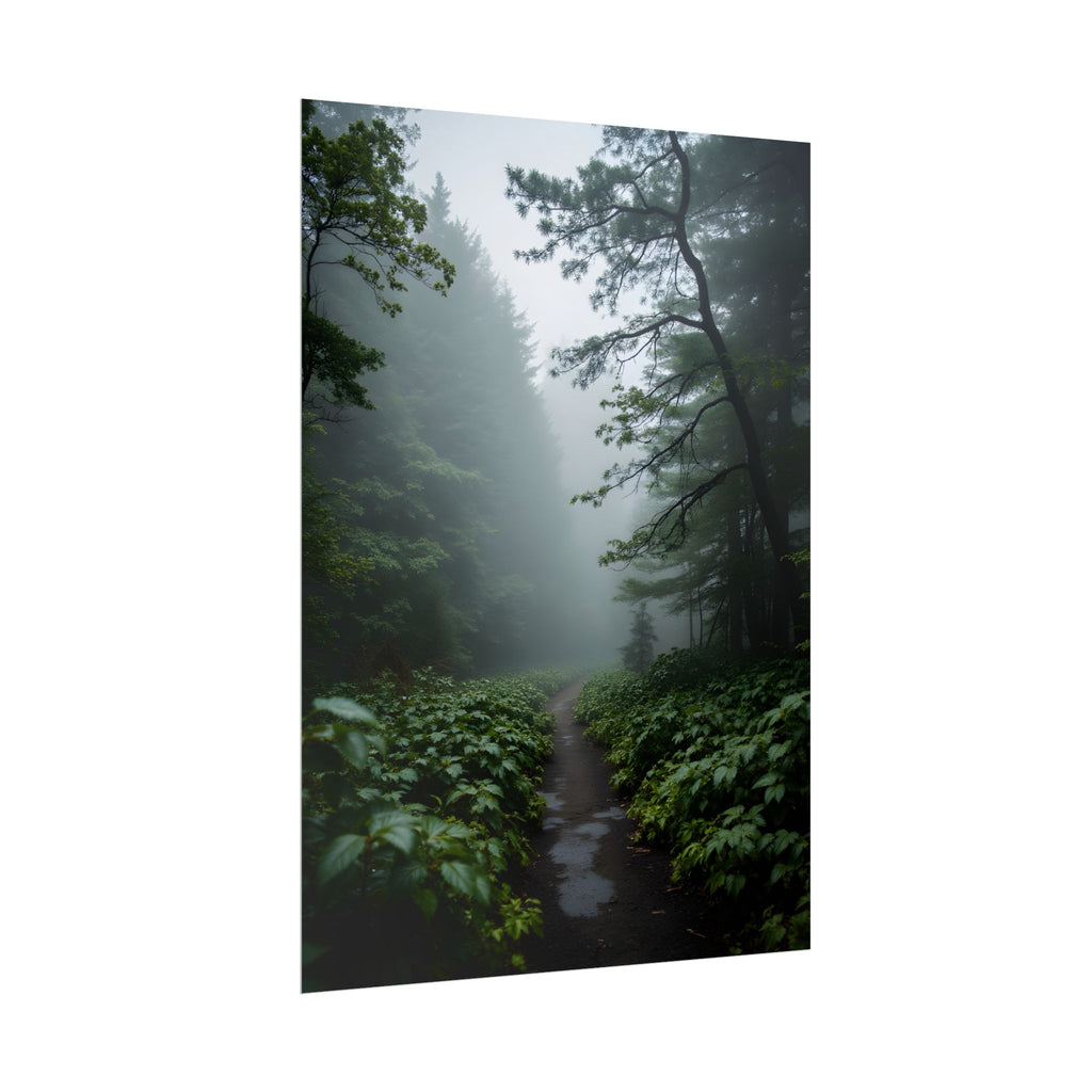 Misty Forest Path  Stretched Wall Art - Poster