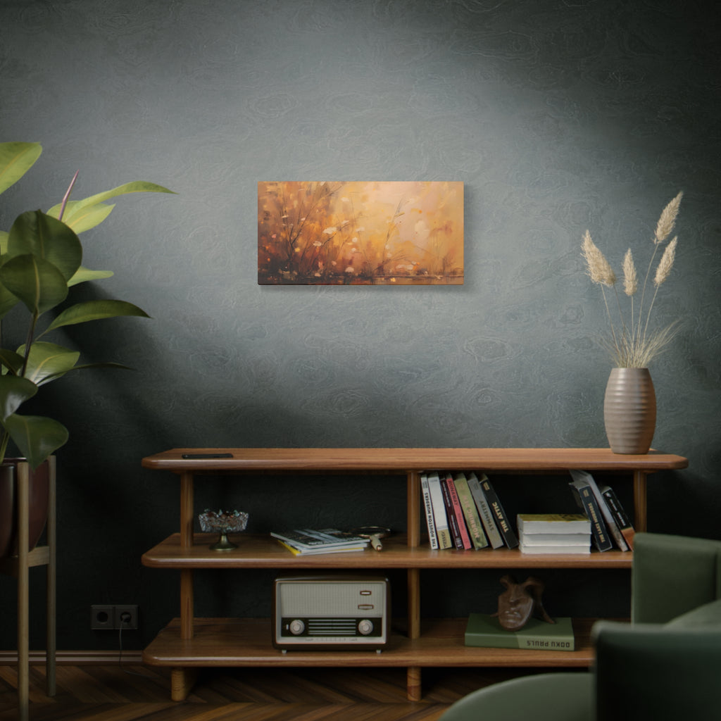 Golden Meadow Abstract Wall Art - Stretched Canvas