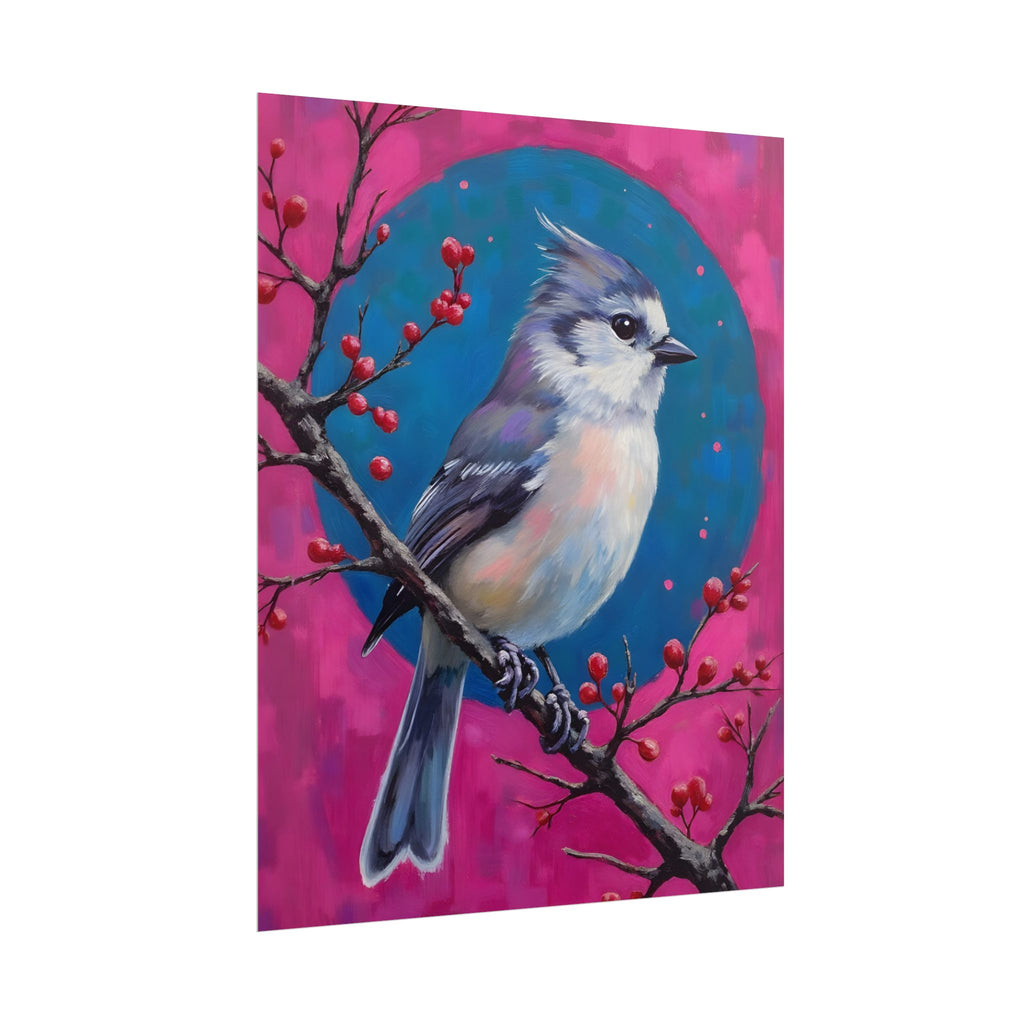 Blue jay on a holly branch Wall Art - Poster