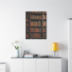 Vintage Library Books Canvas Print - Stacked Antique Bookshelf Wall Art