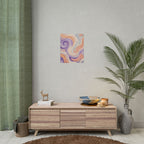 Abstract Swirl Poster - Peach & Lavender Fluid Art Rolled Wall Print