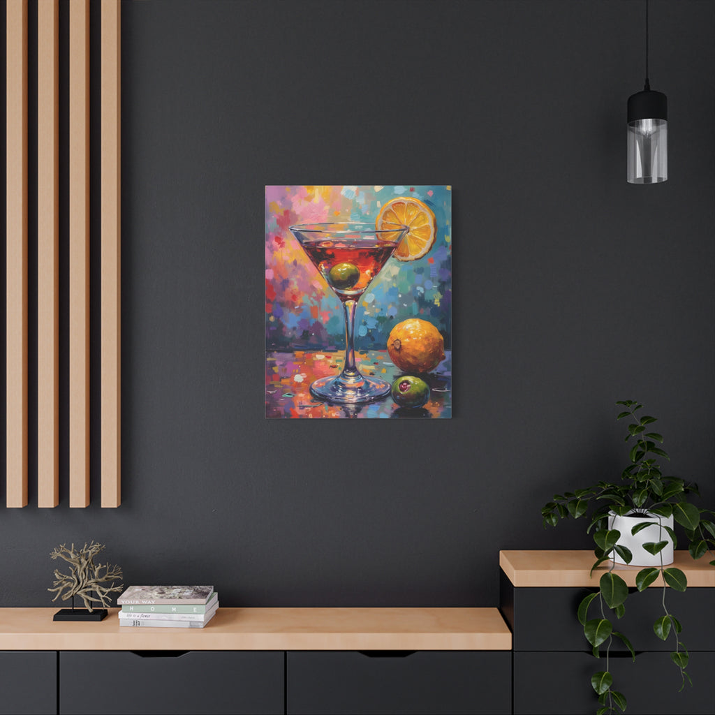 Colourful Martini Glass Matte Canvas Wall Art - Stretched canvas