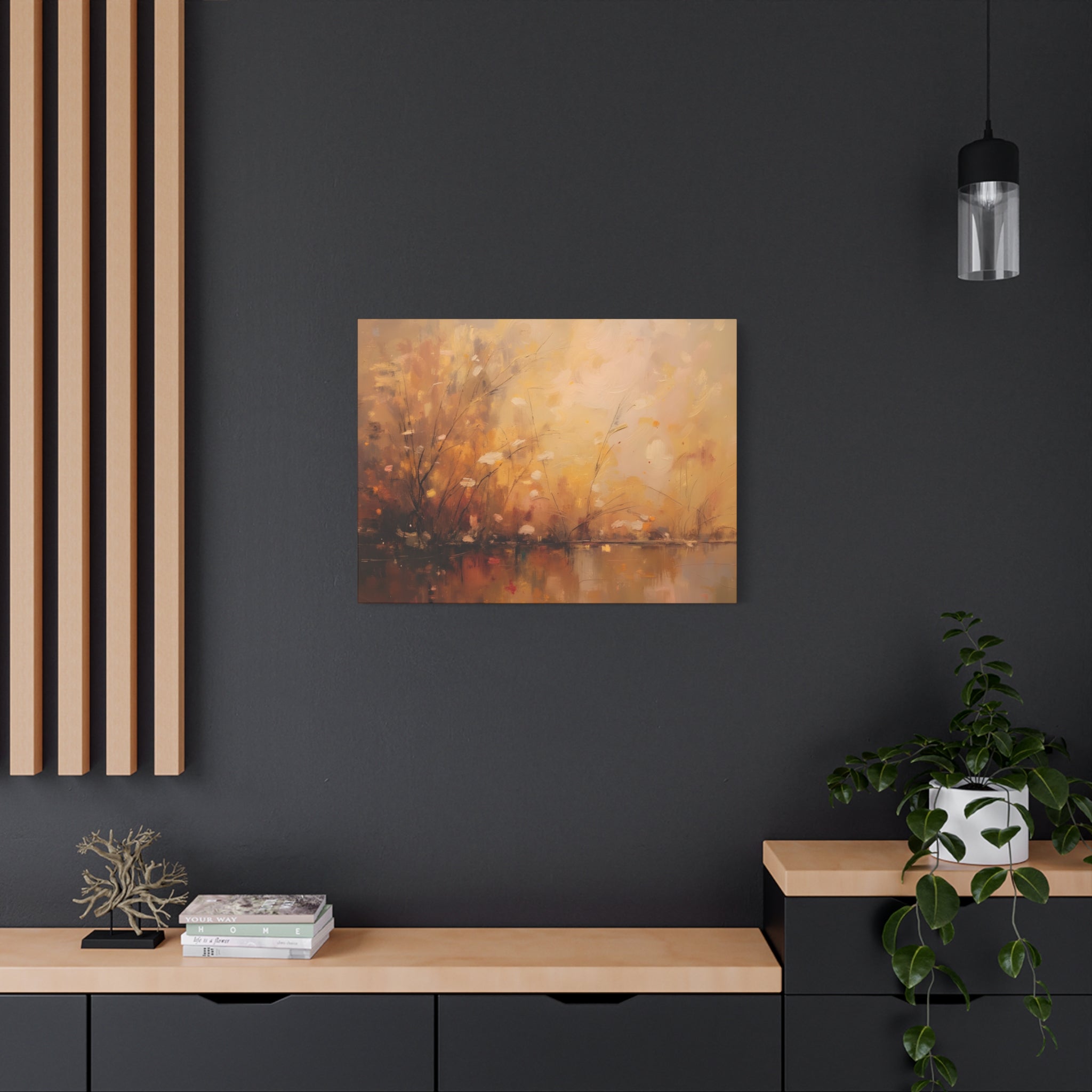 Golden Meadow Abstract Wall Art - Stretched Canvas
