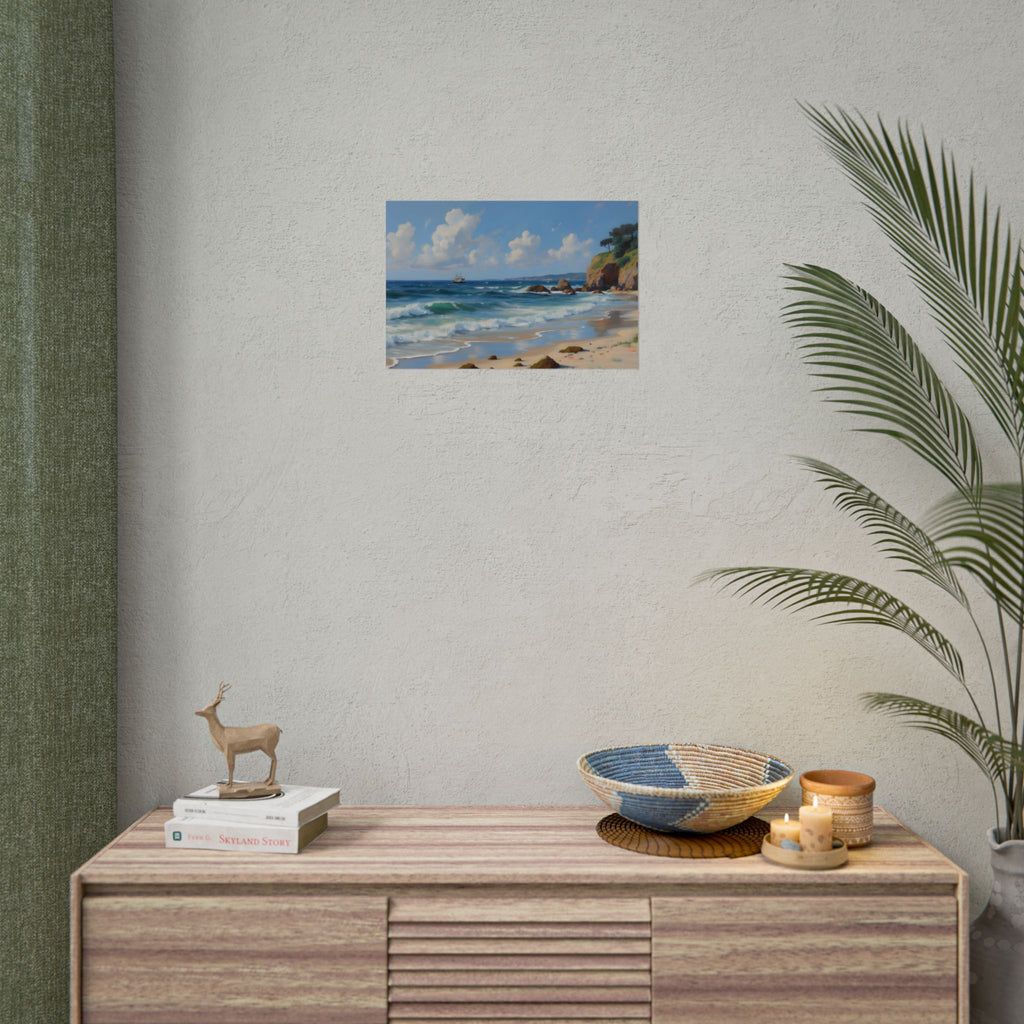 Coastal Seascape Poster - Rolled Beach Print, Ocean Waves Wall Art
