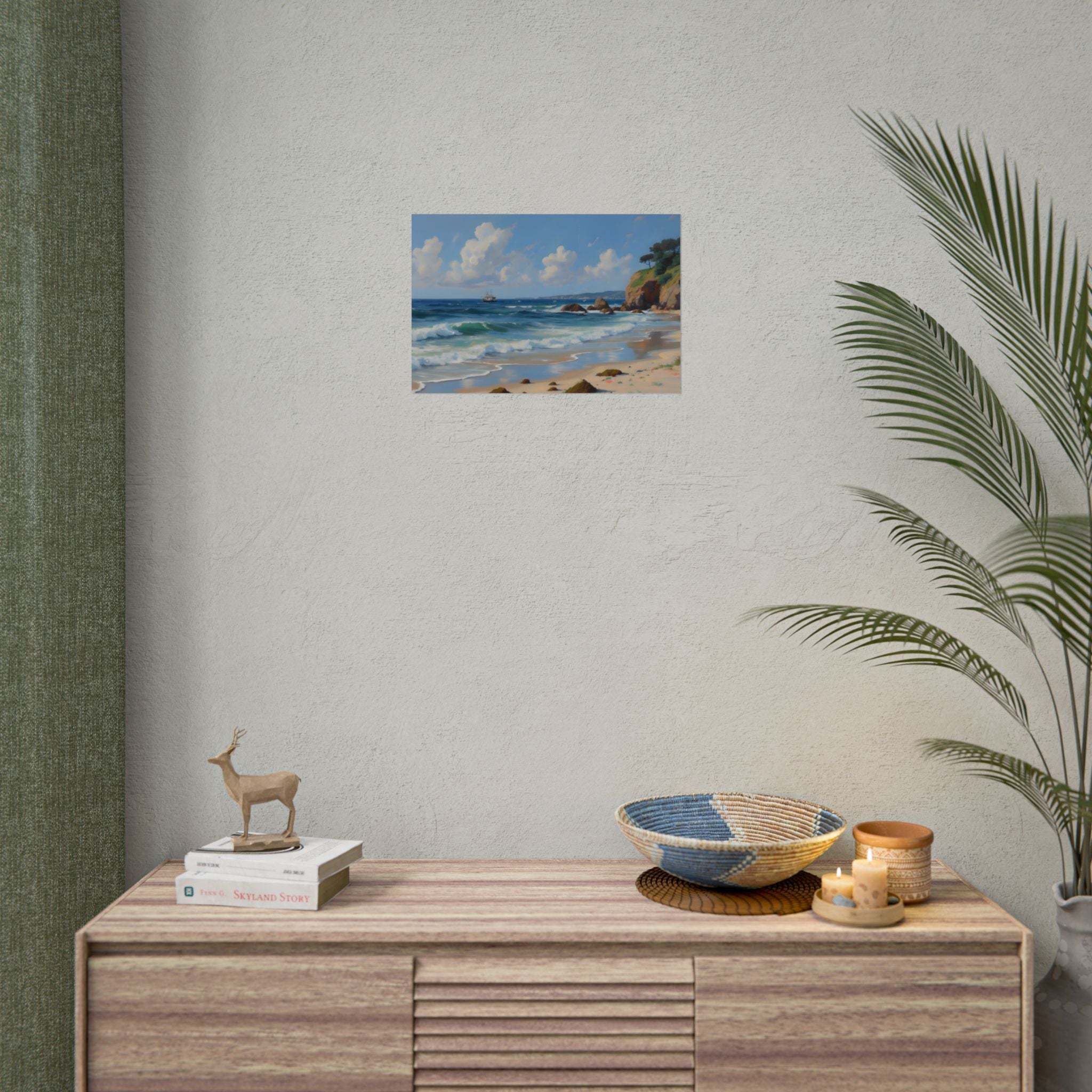 Coastal Seascape Poster - Rolled Beach Print, Ocean Waves Wall Art