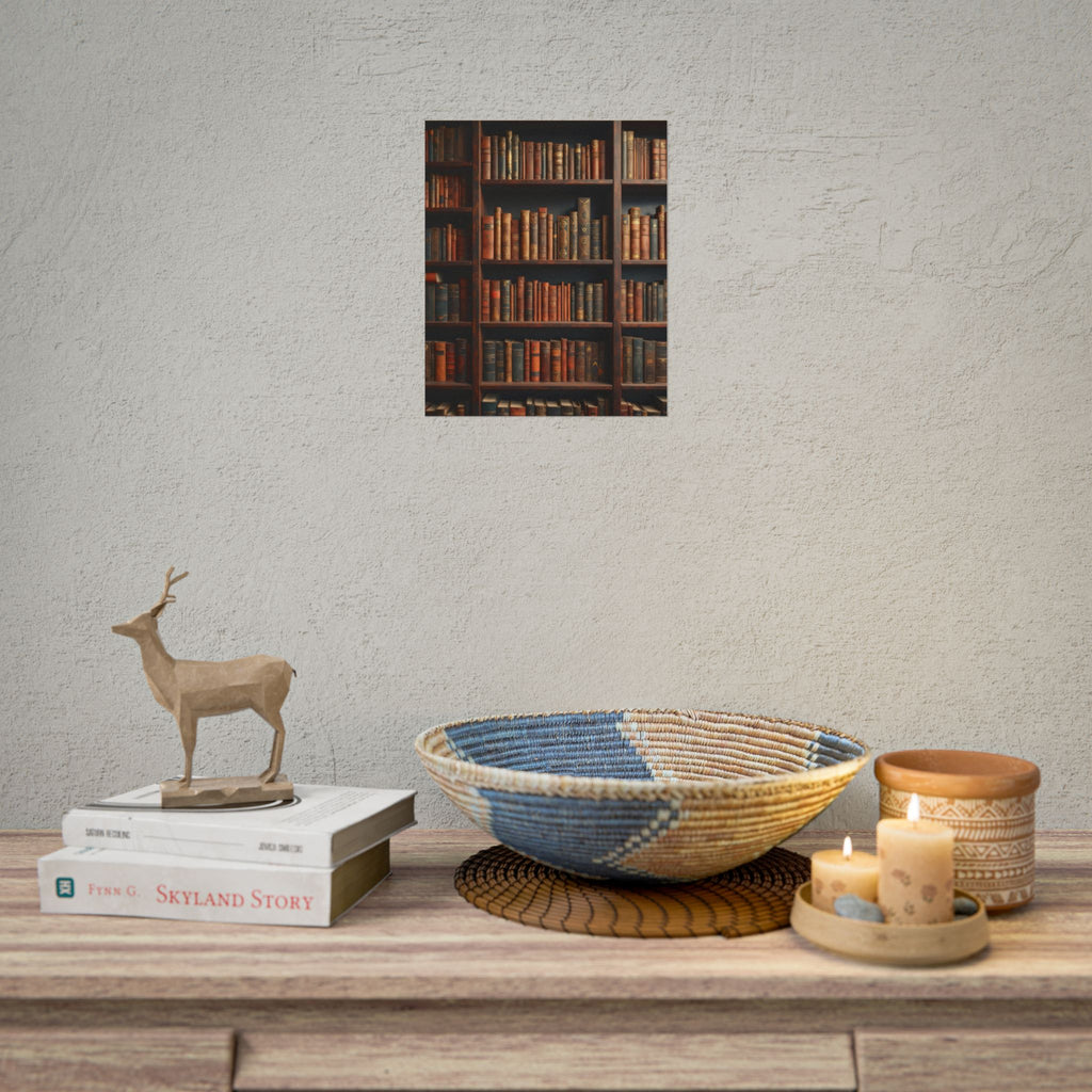 Vintage Library Bookshelf Rolled Poster - Antique Bookshop Wall Art