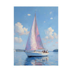 Sailing boat on calm water with pink accents - Poster