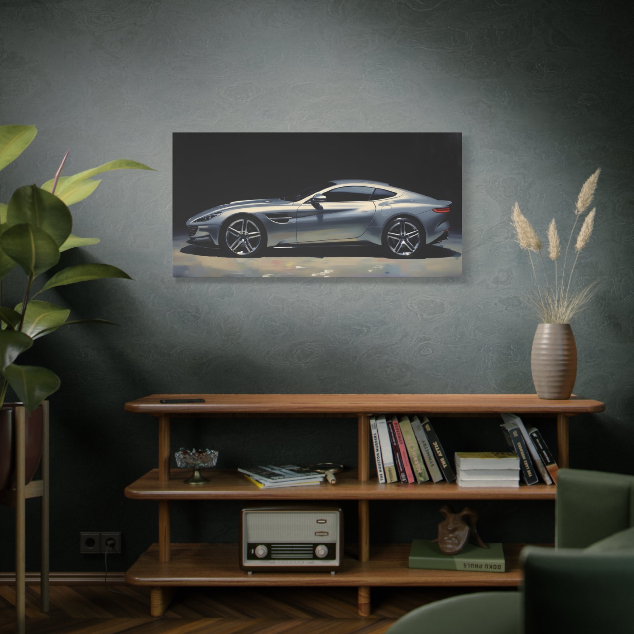 Silver Sports Car Matte Canvas Print — Modern Automotive Wall Art