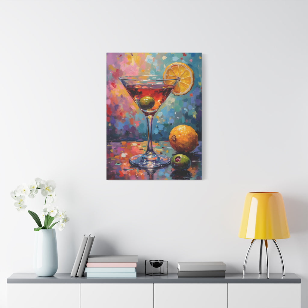 Colourful Martini Glass Matte Canvas Wall Art - Stretched canvas