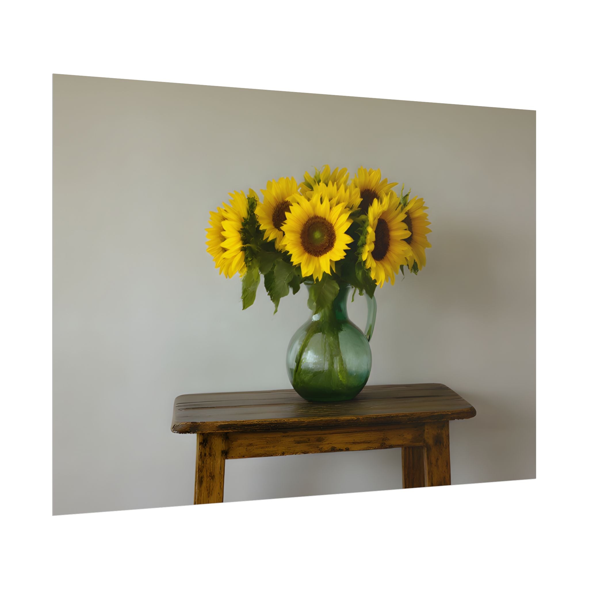 Sunflowers in Green Pitcher Wall Art - Poster