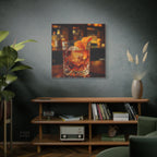 Whisky on Ice Wall Art -  Bar & Home Decor - Stretched Canvas