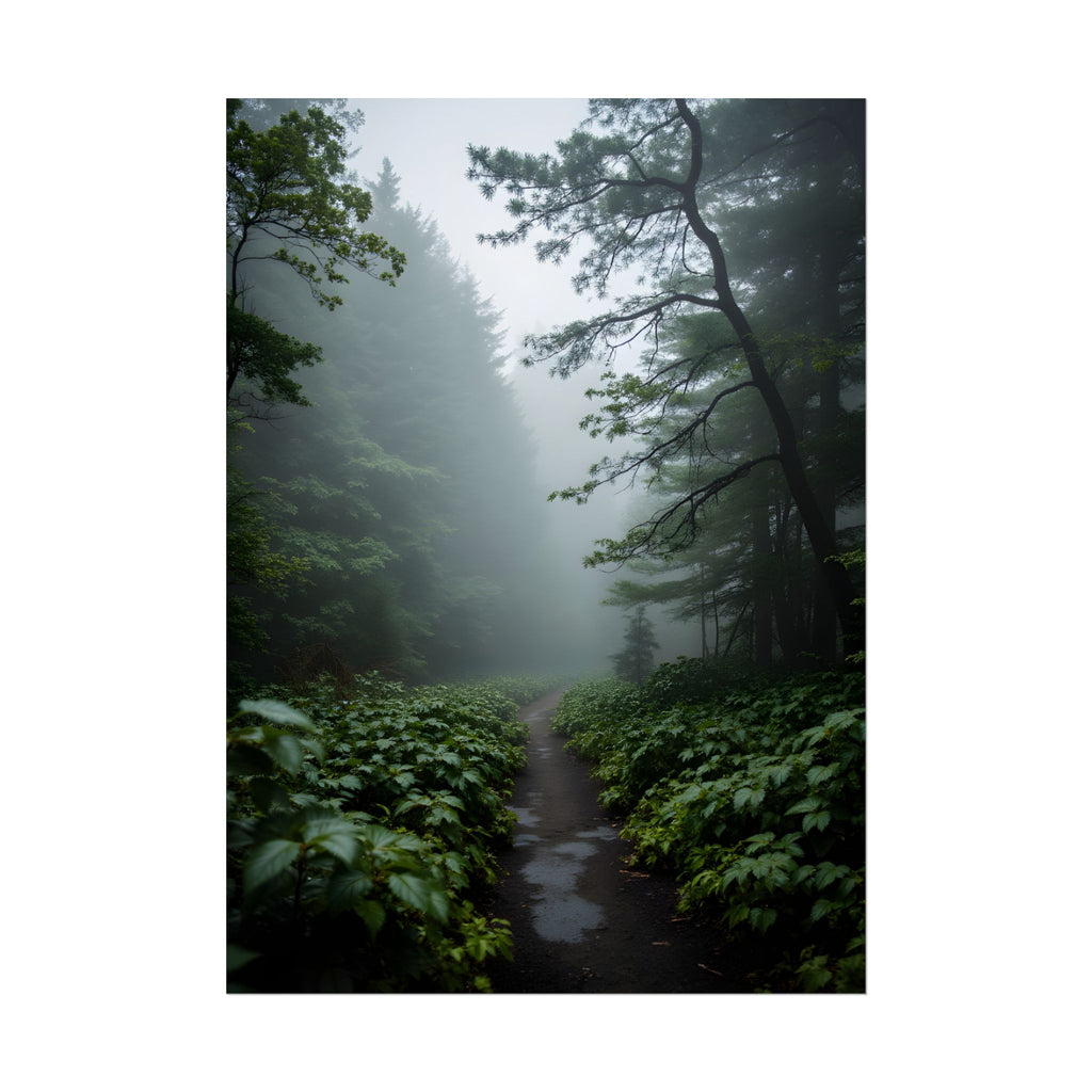 Misty Forest Path  Stretched Wall Art - Poster