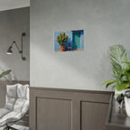 Cactus Courtyard Rolled Poster — Turquoise Door Desert Wall Art