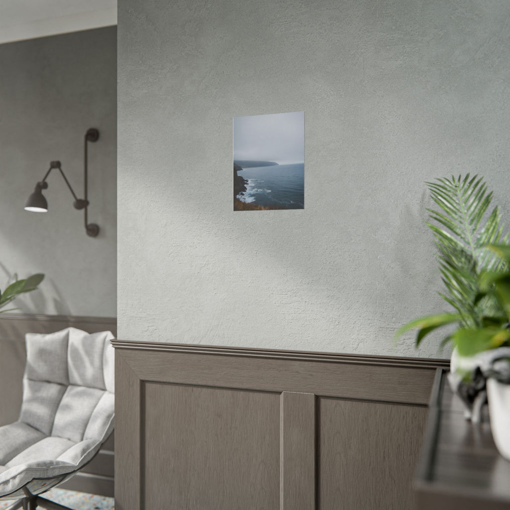 Foggy Coastal Cliff Wall Art  - Poster