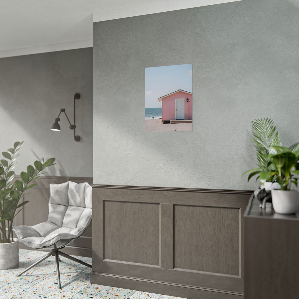 Pink Beach Cottage  Wall Art - Poster