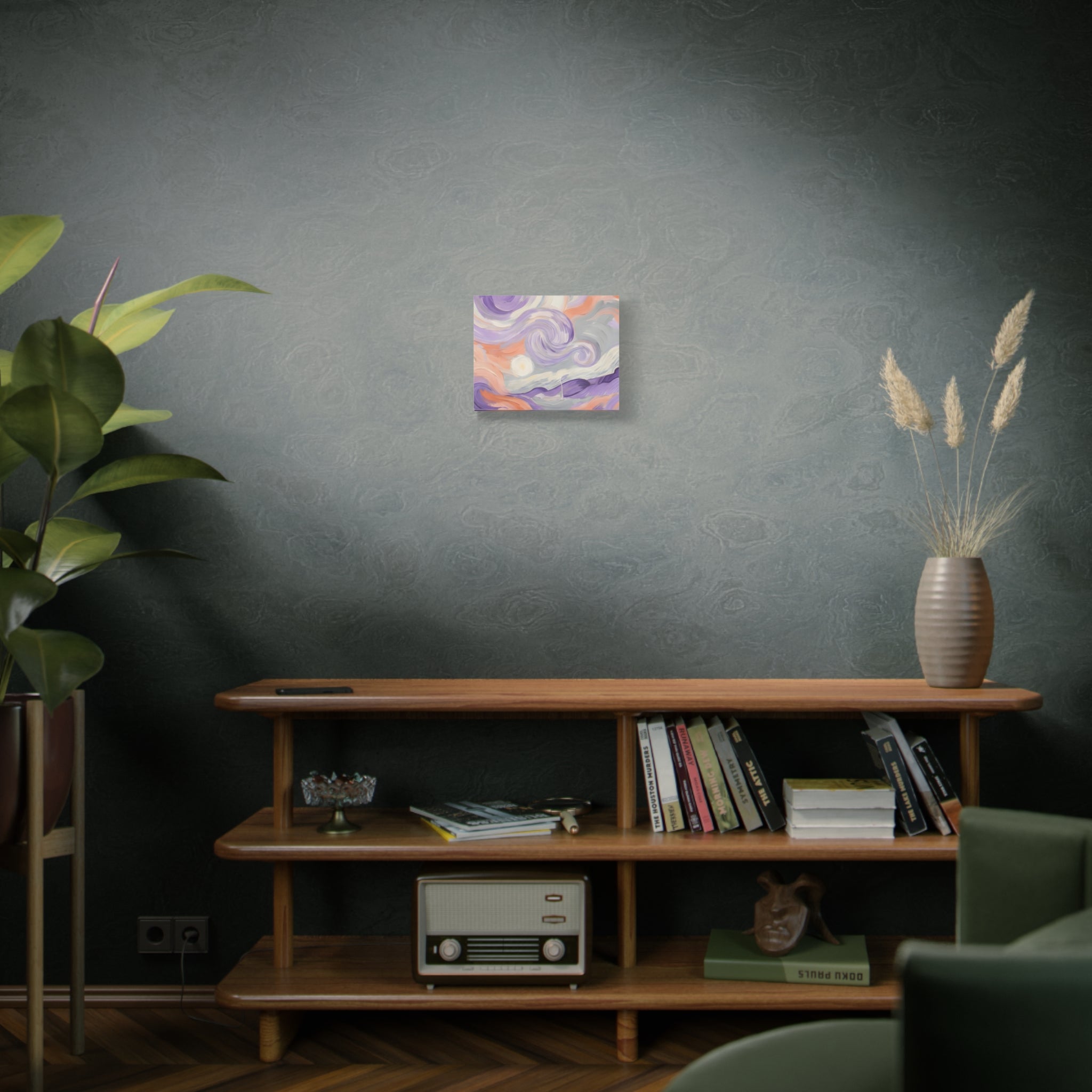 Abstract Swirl Canvas Art – Lavender & Peach Matte Stretched Canvas